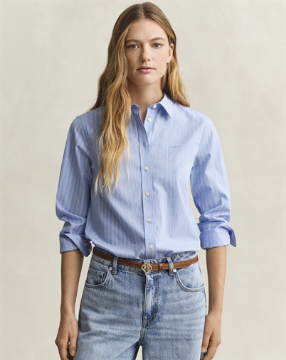 Gant - Classic Stripe Skjorte - Hydrangea Blue